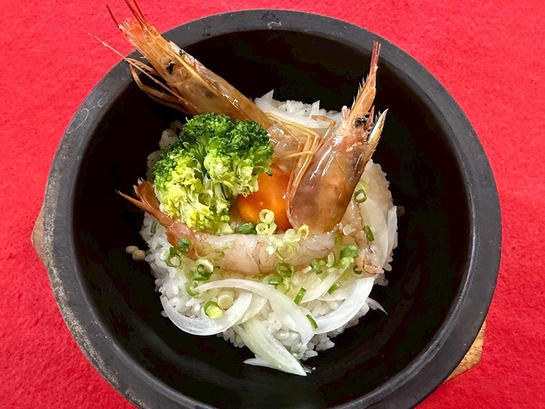 赤海老ユッケの柚子胡椒風味石焼