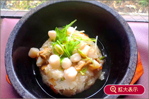 あさりご飯の小貝柱あんかけ御膳